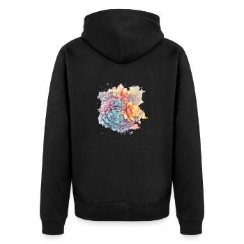 Kaktusblume Kakteen Sukkulentenliebhaber Blumig - Unisex Premium Bio Zip Hoodie - Schwarz - Hinten - Nico (187cm)