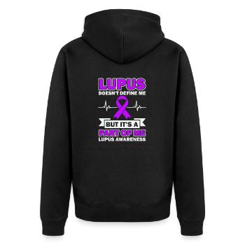 Lupus Definiert Mich Nicht, Aber Er Ist Ein Teil - Unisex Premium Bio Zip Hoodie - Schwarz - Hinten - Nico (187cm)