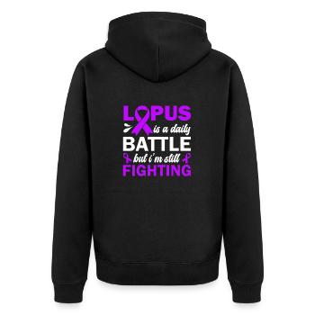 Lupus is a daily struggle, but I struggle - Unisex Premium Organic Zip Hoodie - black - Back - Nico (187cm)