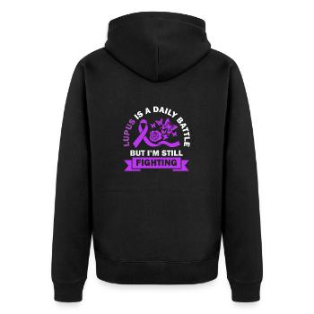 Lupus is a daily battle, but I'm struggling - Unisex Premium Organic Zip Hoodie - black - Back - Nico (187cm)