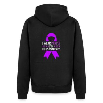 Ich Trage Lila Für Lupus Awareness Lupus Warrior - Unisex Premium Bio Zip Hoodie - Schwarz - Hinten - Nico (187cm)