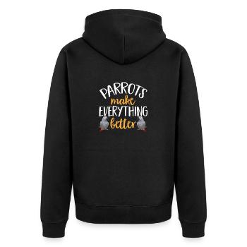 Graupapagei African Grey Parrot Papagei - Unisex Premium Bio Zip Hoodie - Schwarz - Hinten - Nico (187cm)