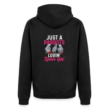 Graupapagei African Grey Parrot Papagei - Unisex Premium Bio Zip Hoodie - Schwarz - Hinten - Nico (187cm)