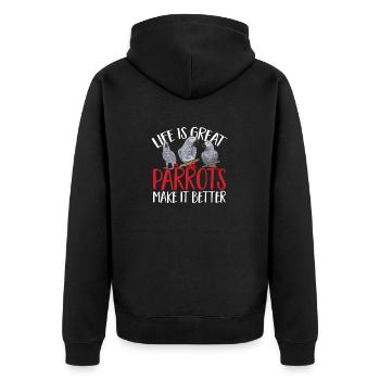 Graupapagei African Grey Parrot Papagei - Unisex Premium Organic Zip Hoodie - black - Back - Nico (187cm)