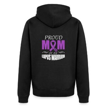Lupus Awareness Stolze Mutter Eines Lupus-kriegers - Unisex Premium Bio Zip Hoodie - Schwarz - Hinten - Nico (187cm)