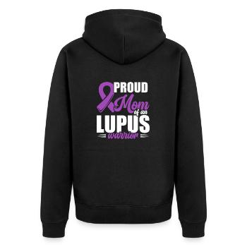 Lupus Awareness Stolze Mutter Eines Lupus-kriegers - Unisex Premium Bio Zip Hoodie - Schwarz - Hinten - Nico (187cm)