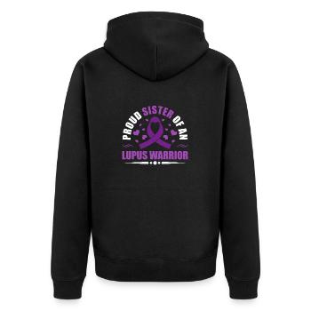 Lupus Awareness Proud Sister of One - Unisex Premium Organic Zip Hoodie - black - Back - Nico (187cm)