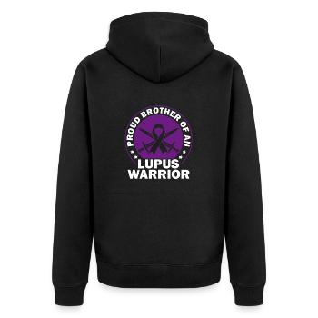 Lupus-bewusstsein Stolzer Bruder Eines - Unisex Premium Bio Zip Hoodie - Schwarz - Hinten - Nico (187cm)