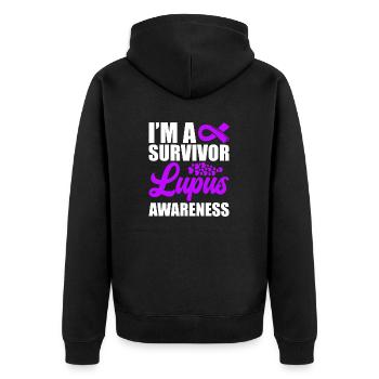 Ich Bin Ein Überlebender Lupus-bewusstsein - Unisex Premium Bio Zip Hoodie - Schwarz - Hinten - Nico (187cm)