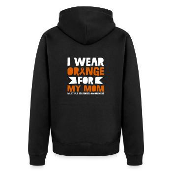 I wear orange for my mother, who is interested in - Unisex Premium Organic Zip Hoodie - black - Back - Nico (187cm)