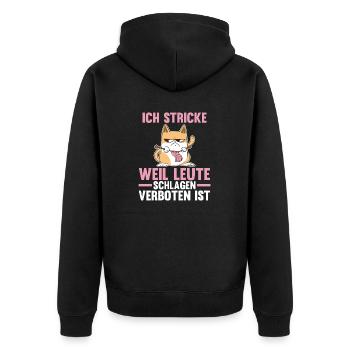 Häkeln Nähen Stricken - Unisex Premium Bio Zip Hoodie - Schwarz - Hinten - Nico (187cm)