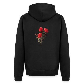 Cool Floral Rote Rosen Liebhaber Neuheit Blumen Humor - Unisex Premium Bio Zip Hoodie - Schwarz - Hinten - Nico (187cm)