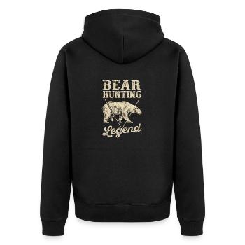Bear Hunt Legend Brown Grizzly Hunter Funny - Unisex Premium Organic Zip Hoodie - black - Back - Nico (187cm)