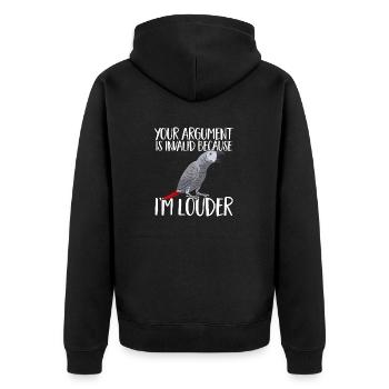 Graupapagei African Grey Parrot Papagei - Unisex Premium Bio Zip Hoodie - Schwarz - Hinten - Nico (187cm)