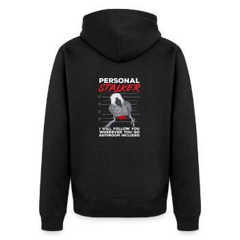 Graupapagei African Grey Parrot Papagei - Unisex Premium Bio Zip Hoodie - Schwarz - Hinten - Nico (187cm)