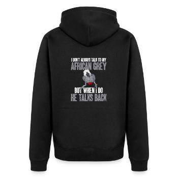 Graupapagei African Grey Parrot Papagei - Unisex Premium Bio Zip Hoodie - Schwarz - Hinten - Nico (187cm)