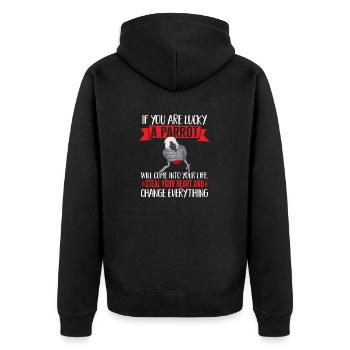 Graupapagei African Grey Parrot Papagei - Unisex Premium Bio Zip Hoodie - Schwarz - Hinten - Nico (187cm)