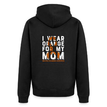 I wear orange for my mother, who is interested in - Unisex Premium Organic Zip Hoodie - black - Back - Nico (187cm)