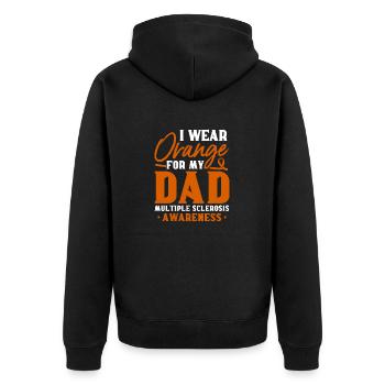 I'm wearing orange for my dad's multiples - Unisex Premium Organic Zip Hoodie - black - Back - Nico (187cm)