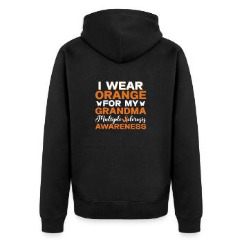 Je porte de l’orange pour la sclérose en plaques de ma grand-mère - Veste à capuche bio Premium Unisexe - noir - Dos - Nico (187cm)