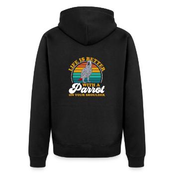 Graupapagei African Grey Parrot Papagei - Unisex Premium Organic Zip Hoodie - black - Back - Nico (187cm)