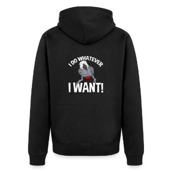 Graupapagei African Grey Parrot Papagei - Unisex Premium Bio Zip Hoodie - Schwarz - Hinten - Nico (187cm)