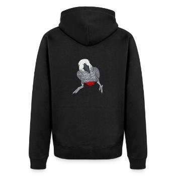 Graupapagei African Grey Parrot Papagei - Unisex Premium Organic Zip Hoodie - black - Back - Nico (187cm)
