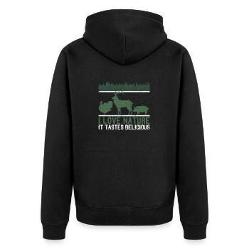 I love nature It tastes delicious deer - Unisex Premium Organic Zip Hoodie - black - Back - Nico (187cm)