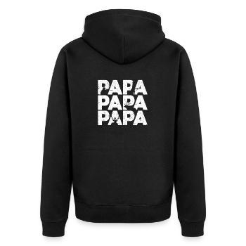 Papa Hirschjagd Vatertag Papa Outdoor-Liebhaber - Unisex Premium Bio Zip Hoodie - Schwarz - Hinten - Nico (187cm)