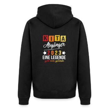 Kita Abgänger 2023 Schulkind Einschulung Schule - Unisex Premium Bio Zip Hoodie - Schwarz - Hinten - Nico (187cm)