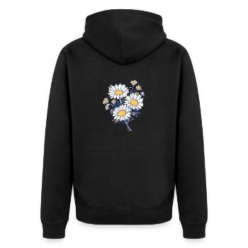 Coole Blumen Vintage Blumen Neuheit Gänseblümchen Liebhaber - Unisex Premium Bio Zip Hoodie - Schwarz - Hinten - Nico (187cm)