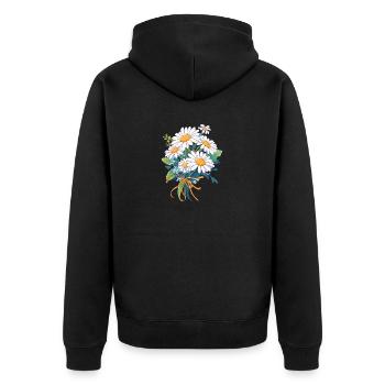 Blumenstrauß Blumen Gänseblümchen Liebhaber Vintage Blumen Wortspiel - Unisex Premium Bio Zip Hoodie - Schwarz - Hinten - Nico (187cm)