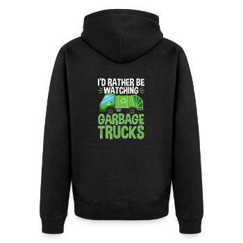 Garbage trucks, garbage day, garbage collection - Unisex Premium Organic Zip Hoodie - black - Back - Nico (187cm)