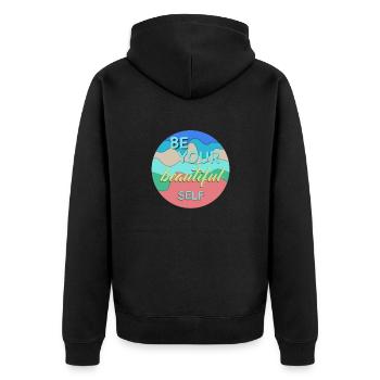 Be your beautiful self - Self-love - Unisex Premium Organic Zip Hoodie - black - Back - Nico (187cm)