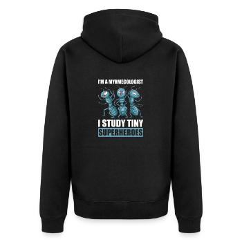 Ameisenkolonie Ameisenhalter Myrmekologie - Unisex Premium Bio Zip Hoodie - Schwarz - Hinten - Nico (187cm)