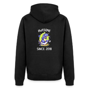 Kids Dinos Birthday Party | Awesome since 2018 - Unisex Premium Organic Zip Hoodie - black - Back - Nico (187cm)