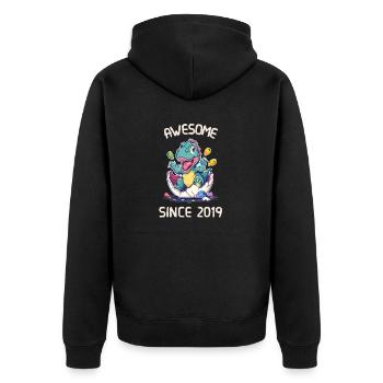 Kids Dinos Birthday Party | Awesome since 2019 - Unisex Premium Organic Zip Hoodie - black - Back - Nico (187cm)