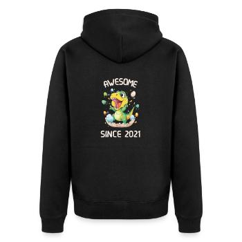 Kids Dinos Birthday Party | Awesome since 2021 - Unisex Premium Organic Zip Hoodie - black - Back - Nico (187cm)