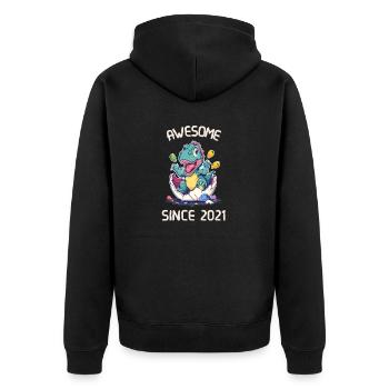 Kids Dinos Birthday Party | Awesome since 2021 - Unisex Premium Organic Zip Hoodie - black - Back - Nico (187cm)
