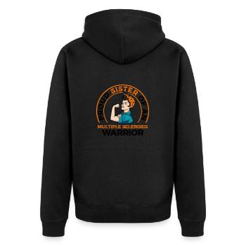 Proud sister of a - Unisex Premium Organic Zip Hoodie - black - Back - Nico (187cm)