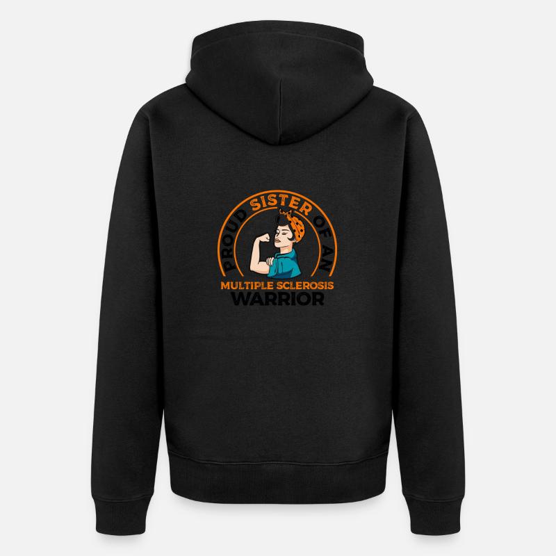 Stolze Schwester Eines - Unisex Premium Bio Zip Hoodie - Schwarz
