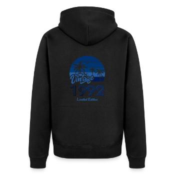 Vintage Year 1992 Limited Edition Blue - Unisex Premium Organic Zip Hoodie - black - Back - Nico (187cm)