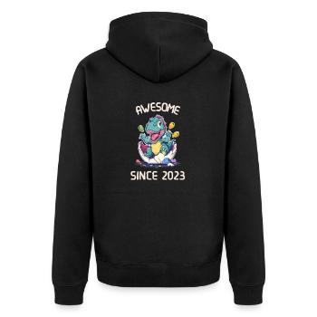 Kids Dinos Birthday Party | Awesome since 2023 - Unisex Premium Organic Zip Hoodie - black - Back - Nico (187cm)