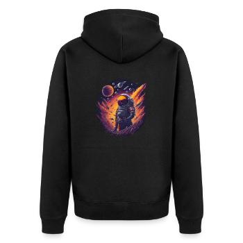 Space Fantasy - Unisex Premium Organic Zip Hoodie - black - Back - Nico (187cm)