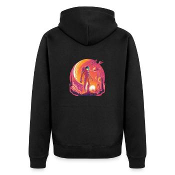 Weltraum-Fantasie - Unisex Premium Bio Zip Hoodie - Schwarz - Hinten - Nico (187cm)