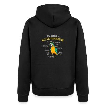 Yellow-breasted Macaw Parrot Blue And Yellow Macaw - Unisex Premium Organic Zip Hoodie - black - Back - Nico (187cm)