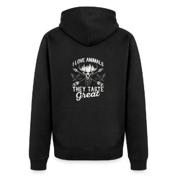 I love animals, they taste great, deer hunting, duck - Unisex Premium Organic Zip Hoodie - black - Back - Nico (187cm)