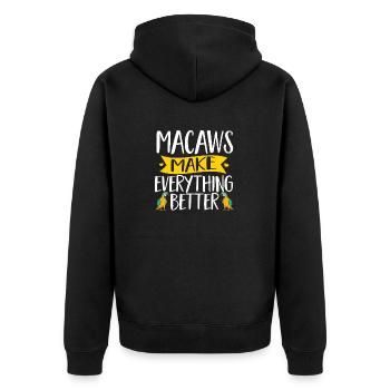 Yellow-breasted Macaw Parrot Blue And Yellow Macaw - Unisex Premium Organic Zip Hoodie - black - Back - Nico (187cm)