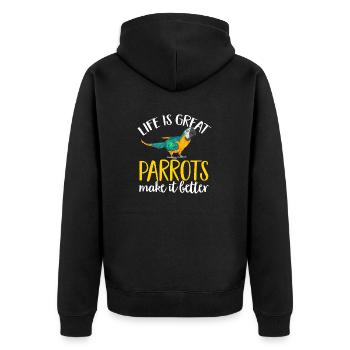 Yellow-breasted Macaw Parrot Blue And Yellow Macaw - Unisex Premium Organic Zip Hoodie - black - Back - Nico (187cm)