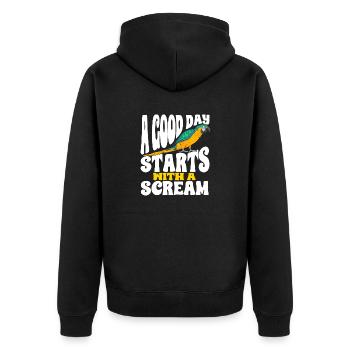 Yellow-breasted Macaw Parrot Blue And Yellow Macaw - Unisex Premium Organic Zip Hoodie - black - Back - Nico (187cm)